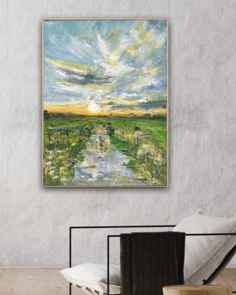 Impressionistic Landscape Oil Painting By Snezana Djordjevic, 16 X 20", After The Rain, Original Artwork