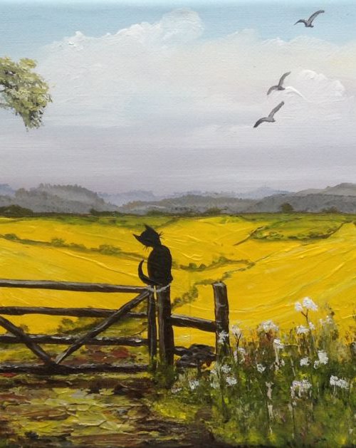 Cat on the Gate Post by Marja Brown