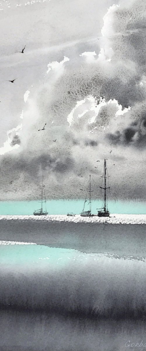 Yachts at sea #11 by Eugenia Gorbacheva