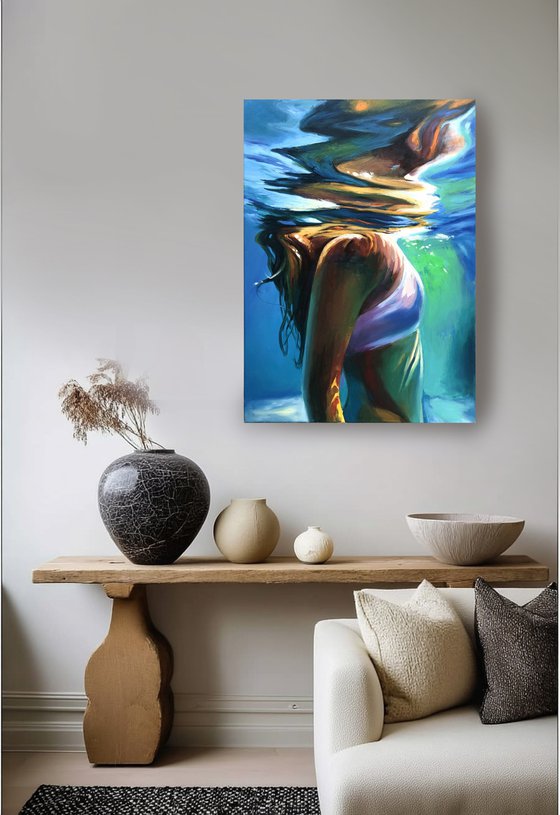 Underwater Portrait Girl Water