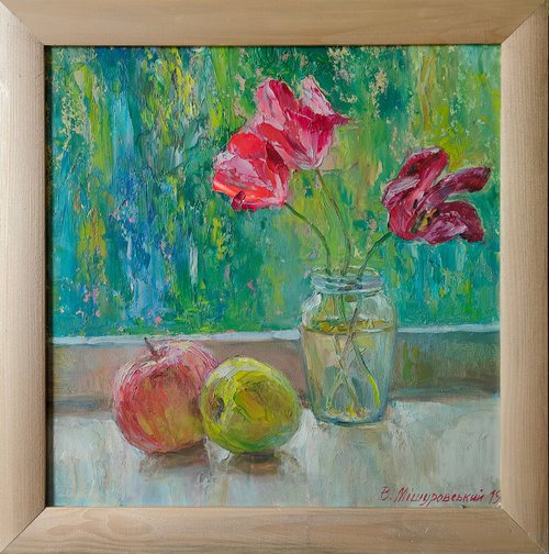 Tulips and apples by Viktor Mishurovskiy