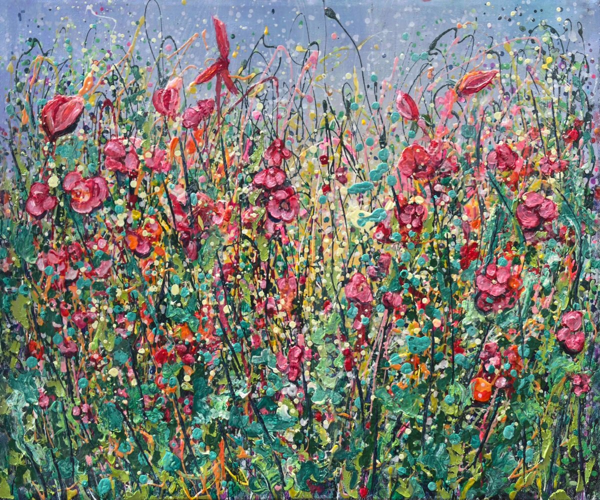 Expressive Painting , Wildflower Symphony Textured Palette Knife By Lena Owens At Olena Art, 24 X 20, Artwork For Sale On Artfinder