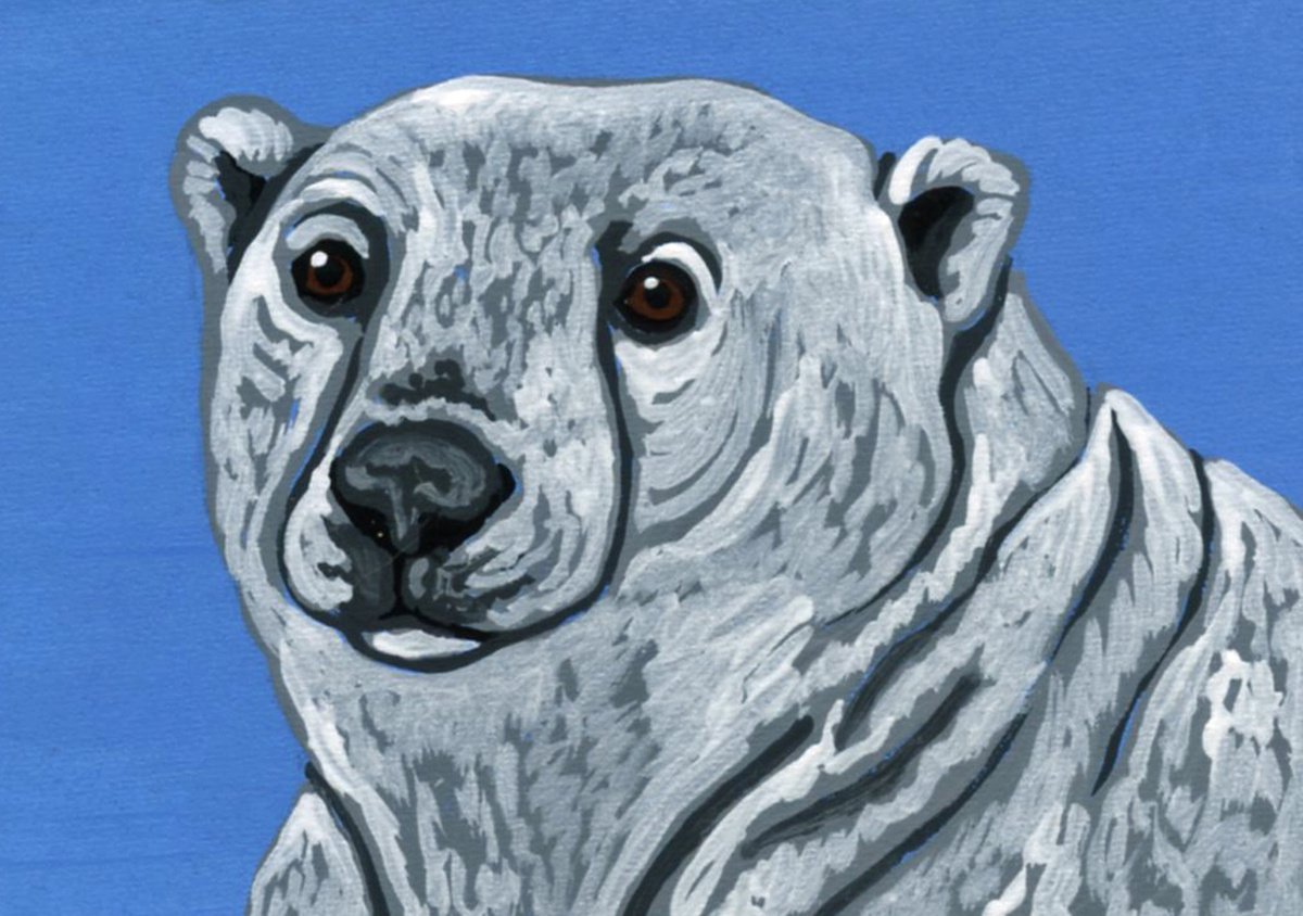 ACEO ATC Original Miniature Painting Polar Bear Wildlife Art-Carla Smale by carla smale
