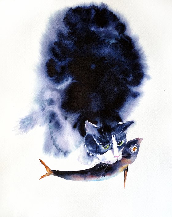 Cat and fish