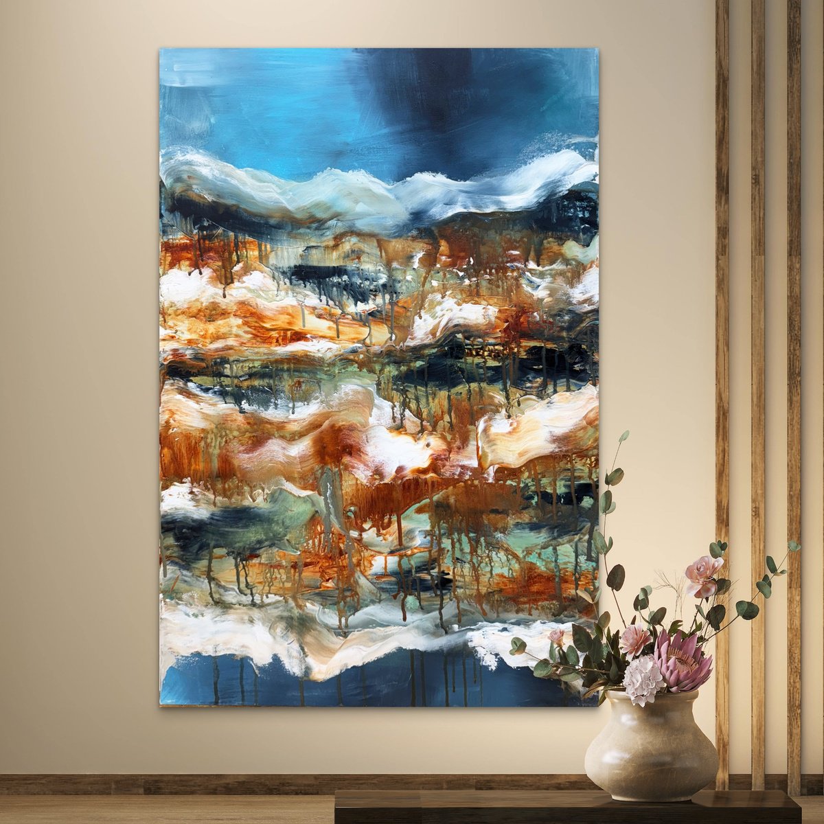 Abstract Acrylic Painting By Andrada Anghel, 24 X 36, Strata 1, Original Artwork