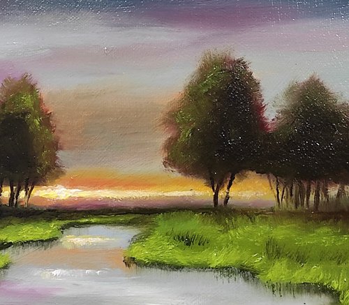 Sunset stream by Jane Palmer Art