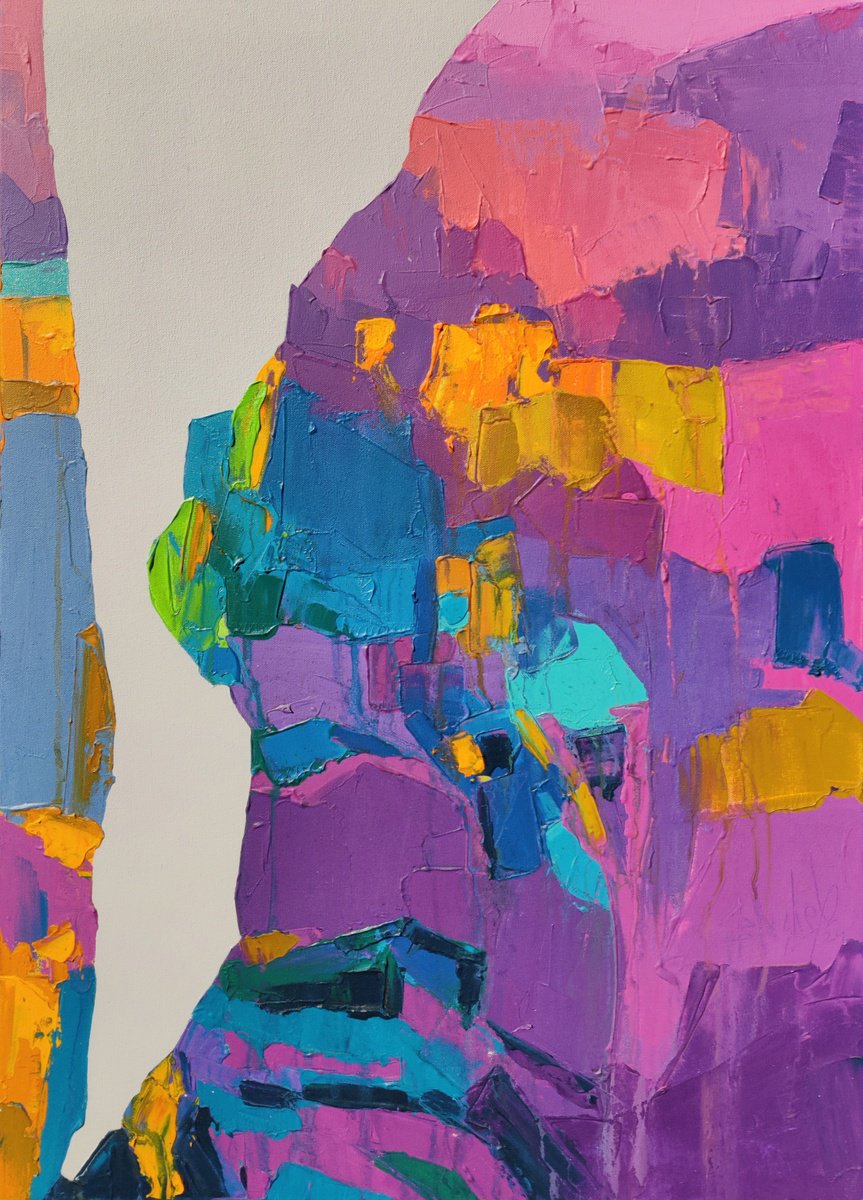 Abstract Acrylic Painting By Abhishek Kumar, 24 X 36, Imaginary Peaks, Original Artwork