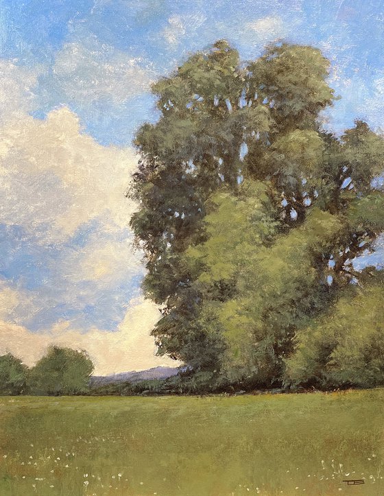 Summer Trees 221105, trees and country road impressionist landscape painting