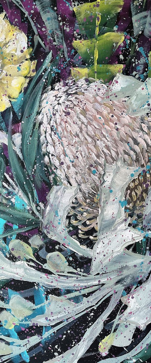 Cherished Forever - Banksia, Eucalyptus and Yellow Everlastings - Commission by HSIN LIN
