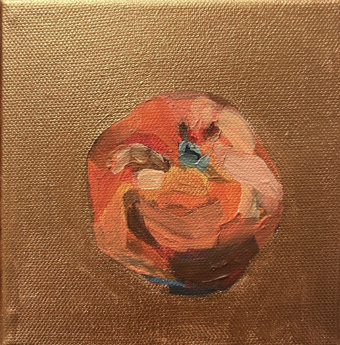 Dinky Orange On Metallic Gold By Sarah Adams, 5 X 5, Artwork For Sale On Artfinder