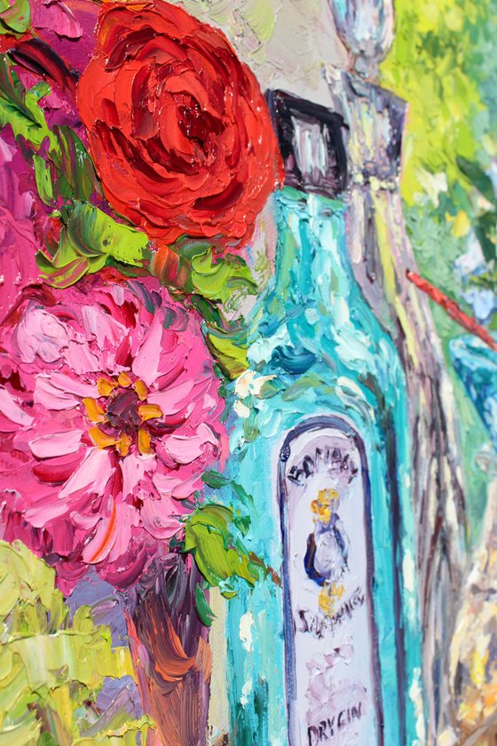 Sunlit Sapphire And Zinnias