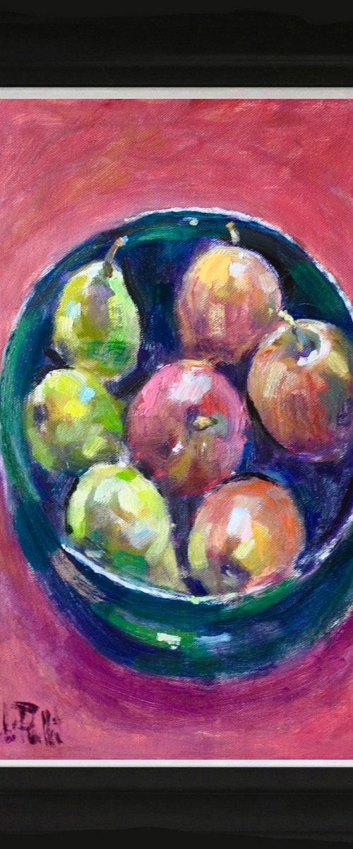 Apples and Pears in a Green Bowl. by Andre Pallat