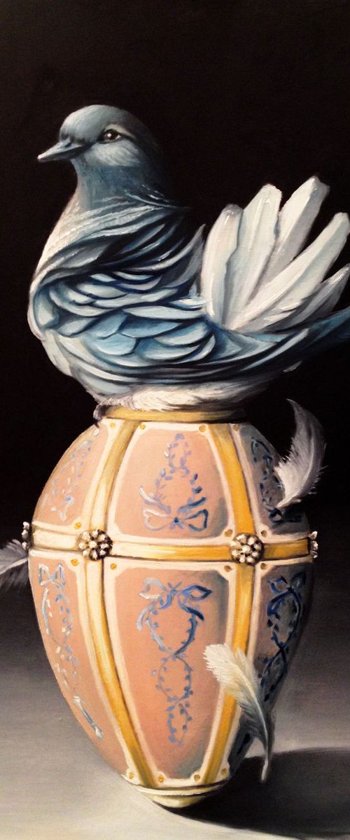 Flow like a feather- original oil painting on wood- 30 x 40 cm /12' x 16' by Valentina Toma' aka Zoe Chigi