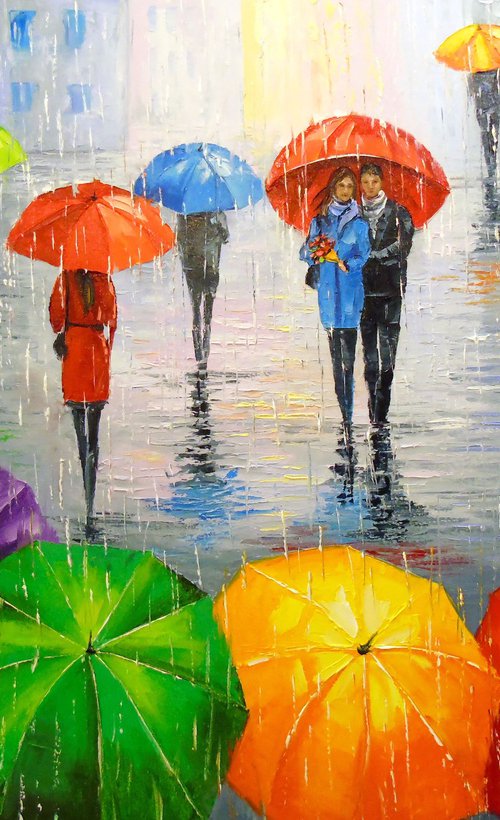A bright melody of rain in the city by Olha Darchuk