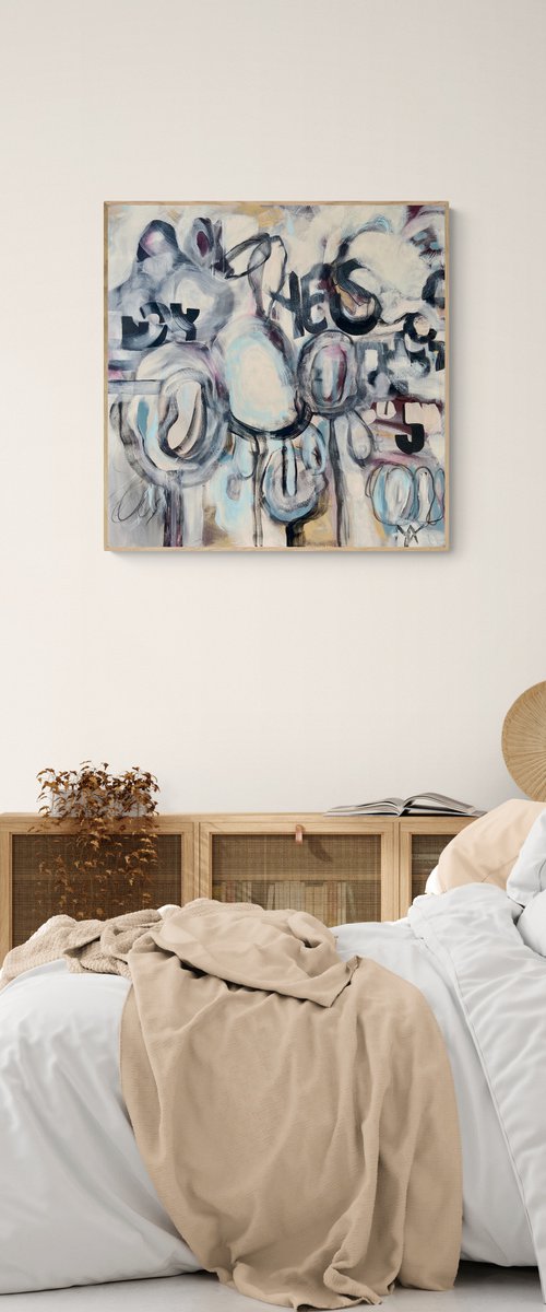 YES- large scale abstract pastel black and white graffity by Yulia Ani
