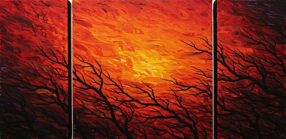 Warm tree silhouette Painting by Jonathan Pradillon