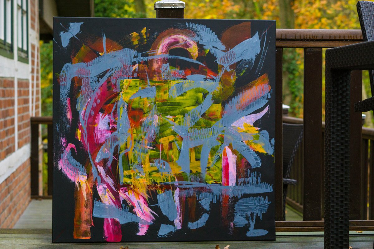 Organic Abstract Acrylic Painting By Alena Reit, 35 X 35, Oblivion, Original Artwork