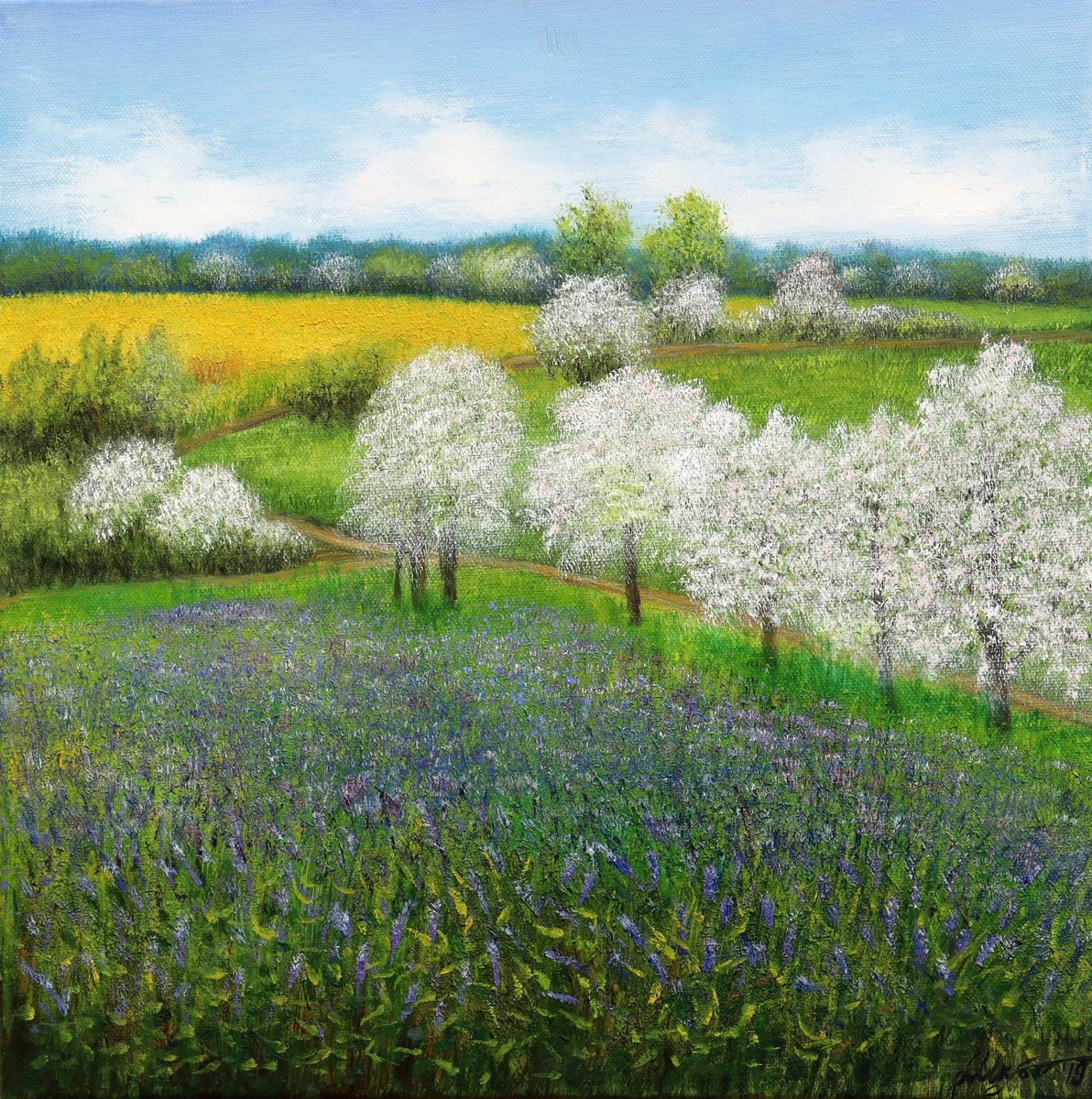 Spring Is Coming By Ludmilla Ukrow, 16 X 16, Artwork For Sale On Artfinder