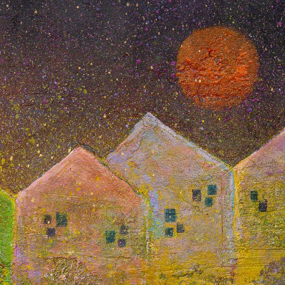 Orange Moon - Abstract cityscape