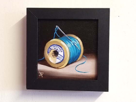 Little blue  cotton reel #3 still life