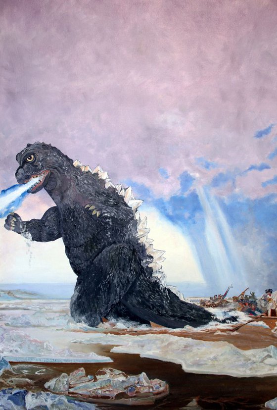 Godzilla Crossing the Delaware - Sold