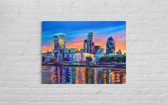 London City Skyline at Sunset