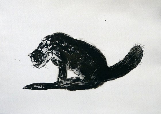 The Black Cat 1, ink drawing 29x42 cm