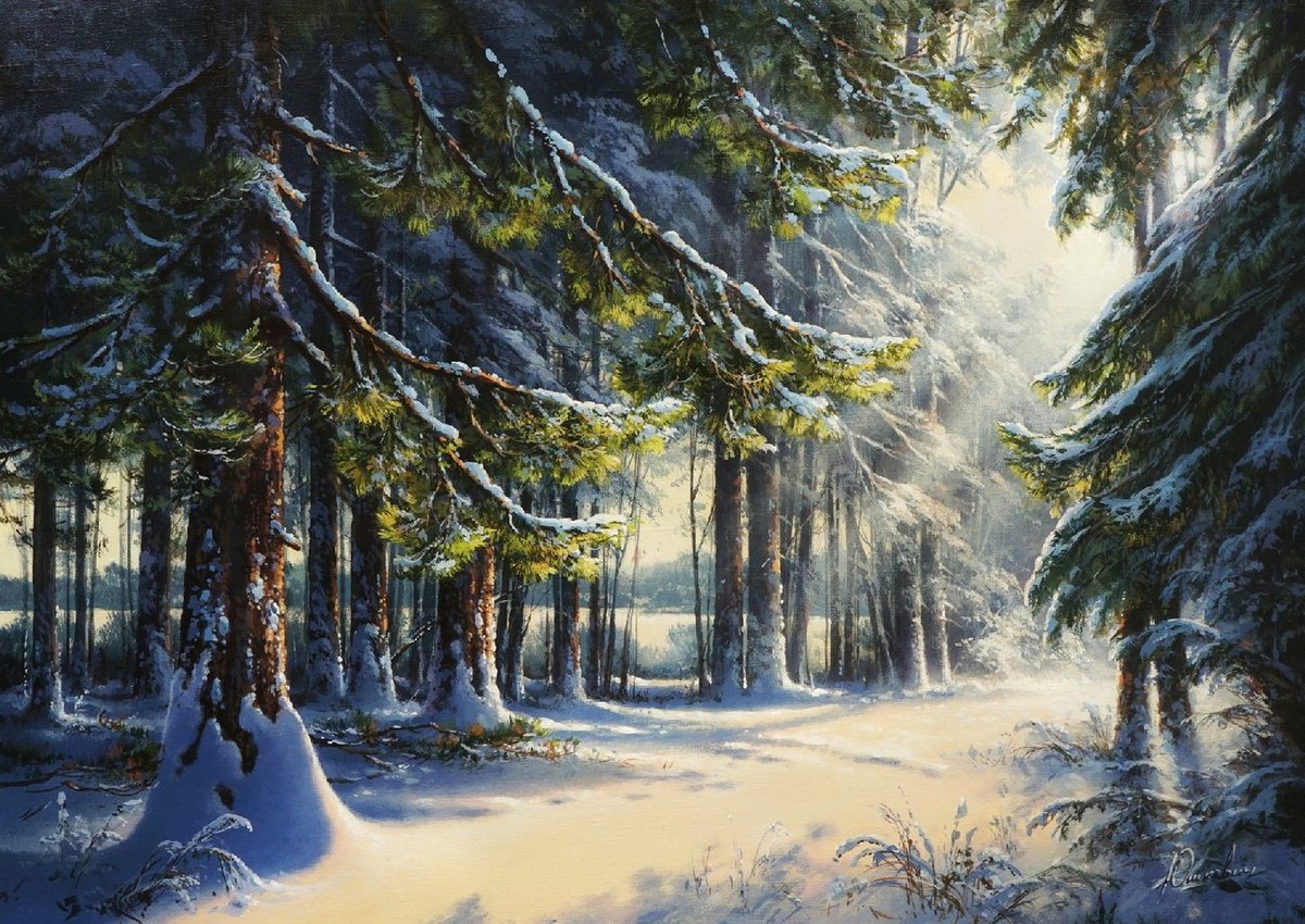 Winter landscape by Viktar Yushkevich YUVART
