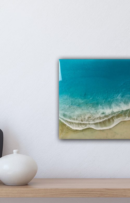 White Sand Beach #15 Seascape Painting by Ana Hefco