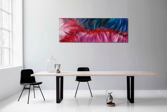 Encounter - 120x40 cm, LARGE XL, Original abstract painting, oil on canvas