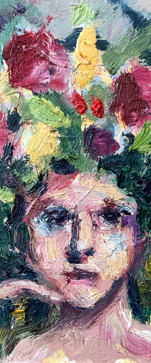 Woman Face with Flower Crown by Alexandra Jagoda (Ovcharenko)