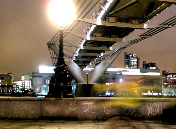 ;-) JESUS LOVES YOU  (Underneath Millennium Bridge LONDON) 2 of 20 9"x12"