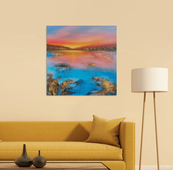 A beautiful large modern abstract figurative seascape painting "Evening mood"