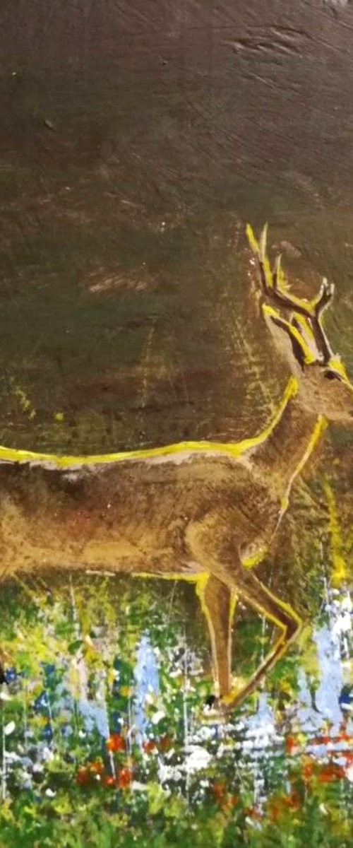 Little deer Acrylic on panel 20x20cm by Eugene Gorbachenko