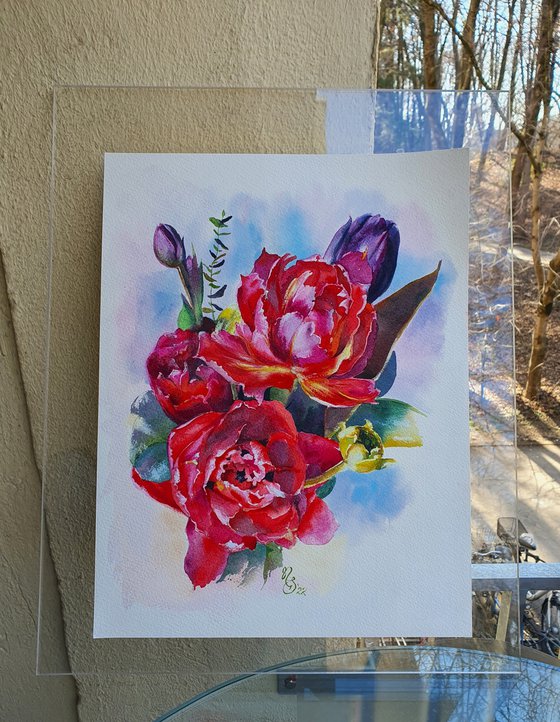 Carmine tulips