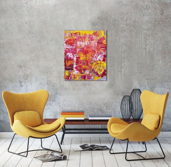 "Grapefruit" Abstract Oil Painting on Canvas. Abstract Art.