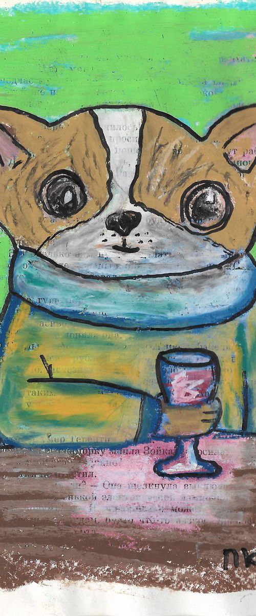 Little dog and wine by Pavel Kuragin