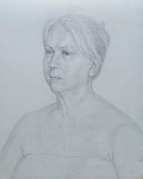 Portrait of a woman. Academic drawing.