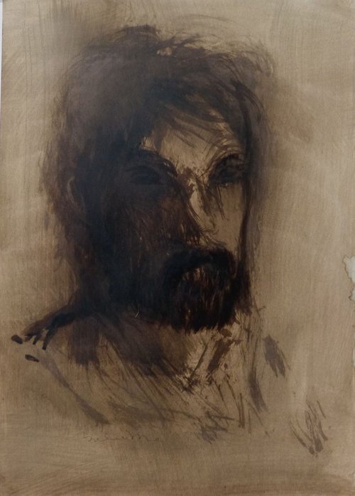Portrait 19-10, ink on paper 29x41 cm, Artfinder EXCLUSIVE by Frederic Belaubre