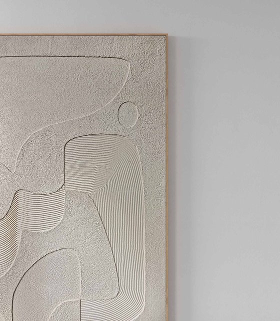 "Bay 4" Beige textured abstract art