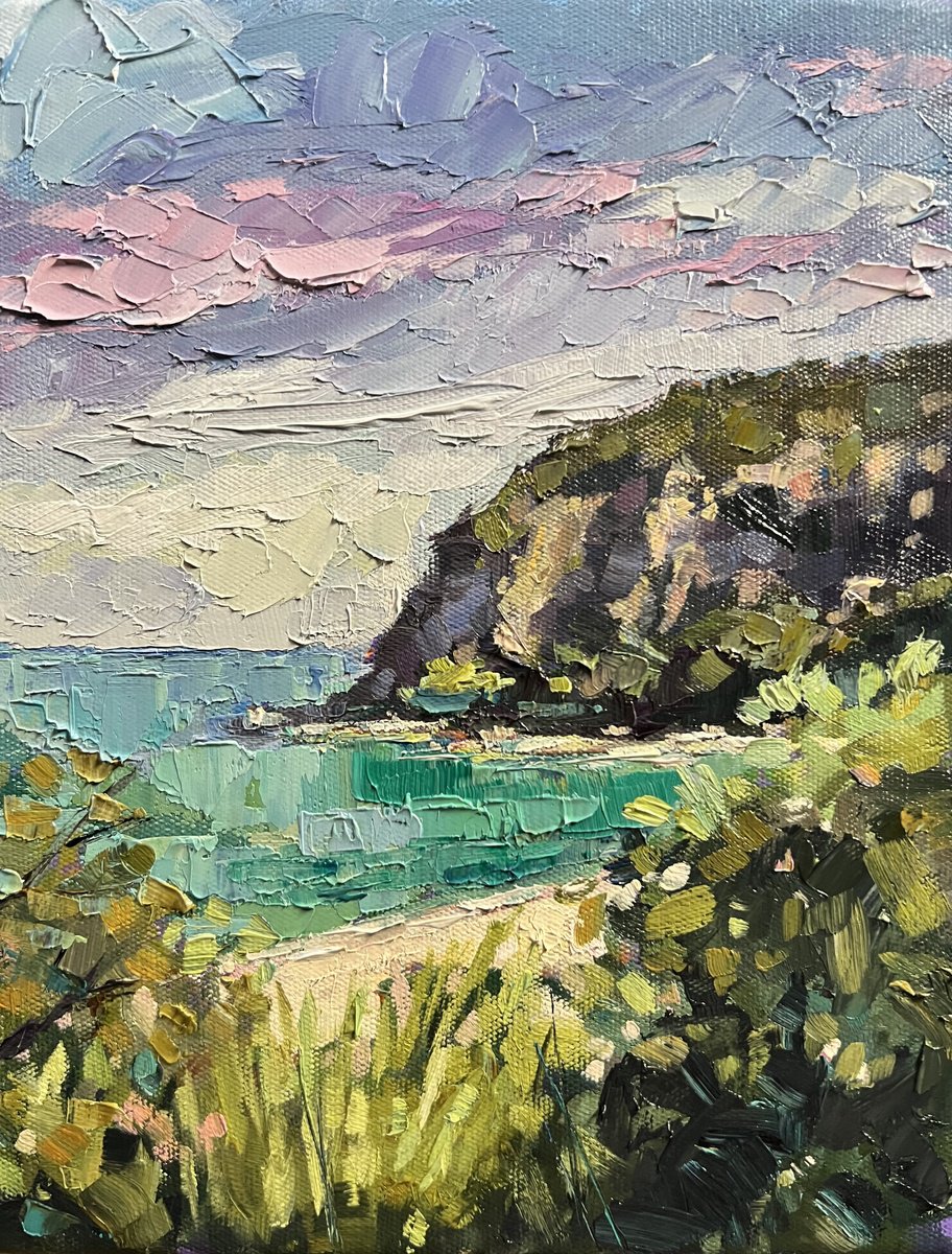 Impressionistic Landscape Oil Painting By Jimmy Leslie, 8 X 10, Cove In Ischia Ponte, Original Artwork