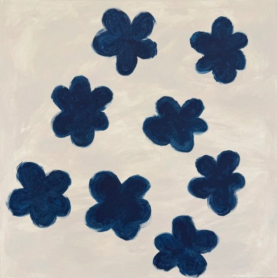 Diptych Blue and White Abstract