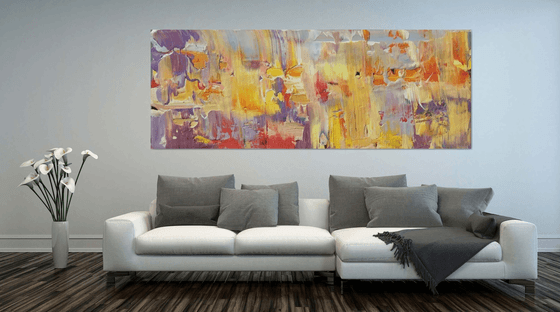 Super huge abstract painting - "Bright reflection" - Abstraction - Huge Abstraction - 350x130 cm