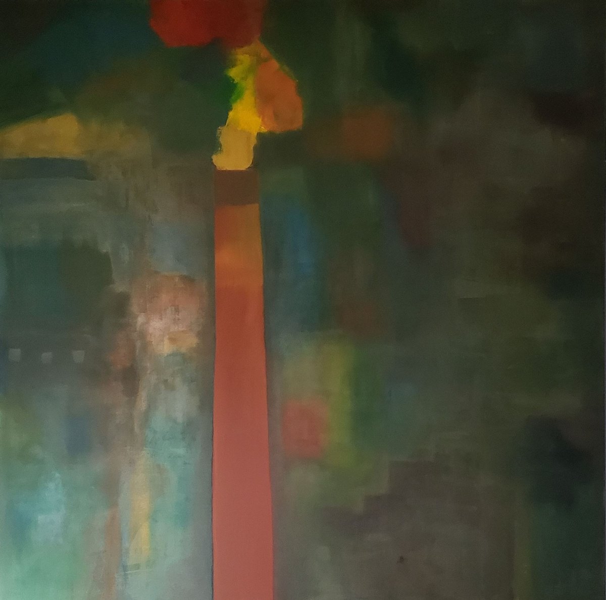 Abstract Oil Painting By Rebecca Hodel, 48 X 48", Smokestack, Original Artwork