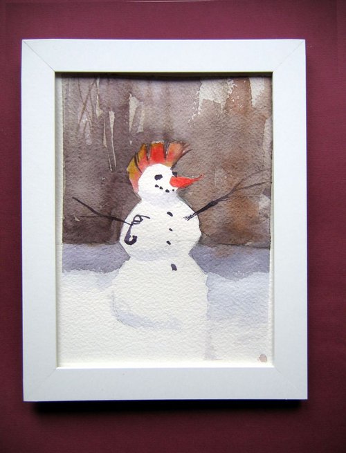 Punk  snowman... by Goran Žigolić Watercolors