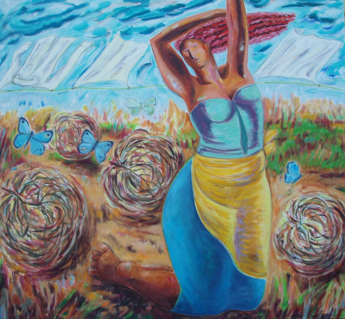 Impressionistic Portrait Oil Painting By Lorie Schackmann, 46 X 42", "Whirlwind", Original Artwork