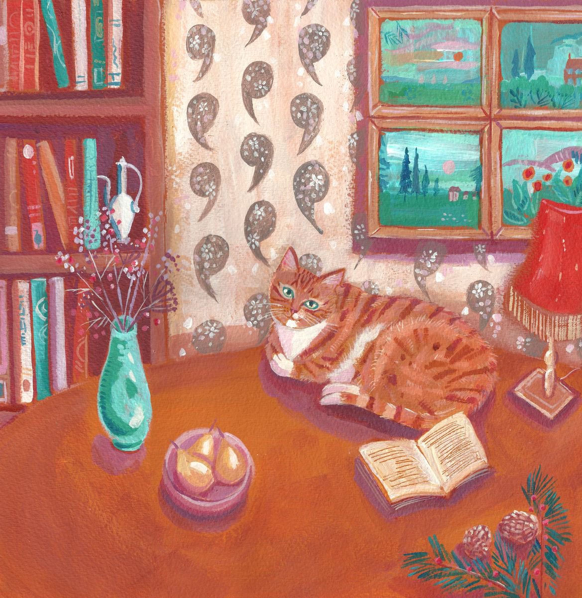  Bloomsbury Cat By Mary Stubberfield, 12 X 13, Artwork For Sale On Artfinder