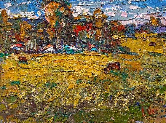 On the yellow autumn meadows