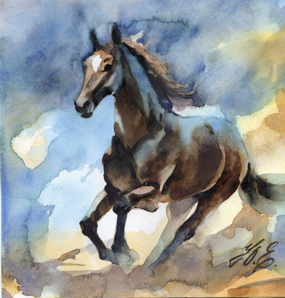 Running brown horse