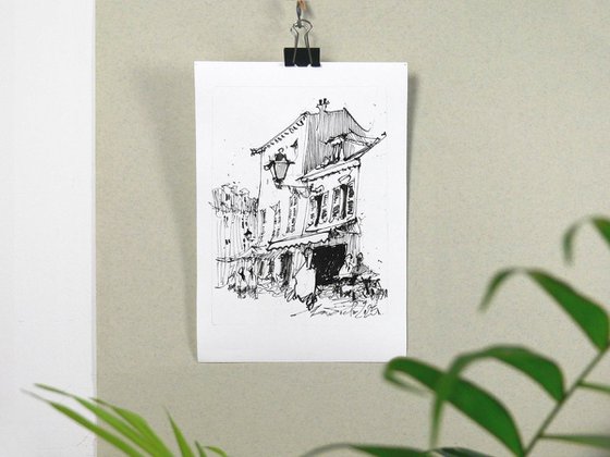 Paris, Montmartre, ink on paper.